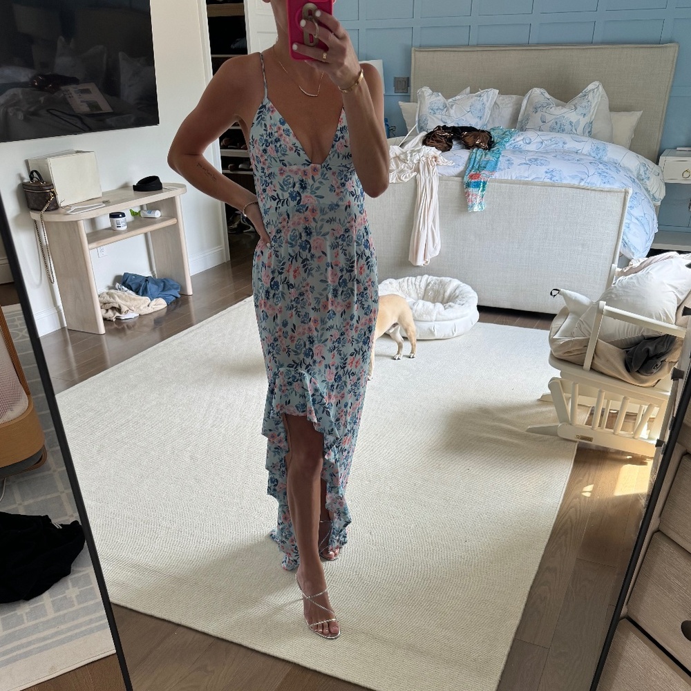 BRAND NEW Lovers + Friends Ahamani Gown- Meadow Floral Print with Ruffle Detail